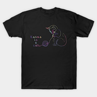 Karma is a cat :: Line art T-Shirt